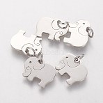 Tarnish Resistant 304 Stainless Steel Pendants, Elephant, Stainless Steel Color, 11x14x1mm, Hole: 3mm(STAS-Q201-T463S)