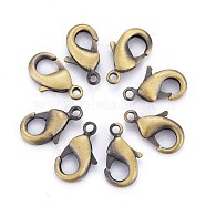 Brass Lobster Claw Clasps, Parrot Trigger Clasps, Lead Free & Cadmium Free, Brushed Antique Bronze, 12x7x3mm, Hole: 1mm(KK-902-AB)