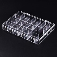Polystyrene Bead Storage Containers, 22 Compartments Organizer Boxes, with Hinged Lid, Rectangle, Clear, 19.9x13.5x2.5cm, compartment: 2.9~3.2x2.5~3.7cm(CON-S043-023)