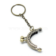 Iron Purse Frame Handle for Bag Sewing Craft Tailor Sewer, with Key Ring, Antique Bronze, 100mm(FIND-T008-186AB)
