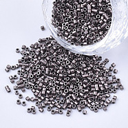 Cylinder Seed Beads, Uniform Size, Metallic Colours, Coffee, 1.5~2x1~2mm, Hole: 0.8mm, about 4000pcs/bag, about 50g/bag(SEED-Q036-02A-C03)