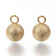 Ion Plating(IP) 304 Stainless Steel Charms, Textured, Round, Golden, 9x6mm, Hole: 1.5mm(X-STAS-P109-02G)