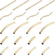 BENECREAT 50Pcs 5 Style Brass Tube Beads, Long-Lasting Plated, Faceted Tube, Real 24K Gold Plated, 20~35x1.5~3mm, Hole: 0.8~3mm, 10pcs/style(KK-BC0008-21)