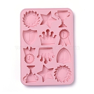Food Grade DIY Silicone Molds, Fondant Molds, Baking Molds, Chocolate, Candy, Biscuits, UV Resin & Epoxy Resin Jewelry Making, Medal & Crown, Pink, 237x165x17mm(X-DIY-E031-02)