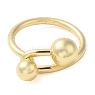 Rack Plating Brass Round Beaded Finger Rings, Real 16K Gold Plated, US Size 8 1/4(18.3mm)(RJEW-M153-01G)