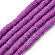 Handmade Polymer Clay Beads Strands, for DIY Jewelry Crafts Supplies, Heishi Beads, Disc/Flat Round, Dark Orchid, 8x0.5mm, Hole: 2mm, about 350pcs/strand, 15.75''(40cm)(CLAY-R089-8mm-Q061)
