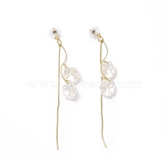 Acrylic Imitation Shell Tassel Dangle Stud Earrings with 925 Sterling Silver Pins, Alloy Long Drop Earrings for Women, White, 111mm, Pin: 0.8mm(EJEW-L281-03LG)