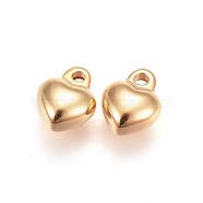 304 Stainless Steel Charms, Puffed Heart, Golden, 9x7x4~4.3mm, Hole: 1.5mm(STAS-P231-65G)