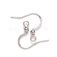 304 Stainless Steel French Earring Hooks, Flat Earring Hooks, Ear Wire, with Horizontal Loop, Stainless Steel Color, 15~17x18mm, Hole: 2mm, 21 Gauge, Pin: 0.7mm(X-STAS-S111-004)