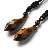 Cone Natural Tiger Eye Pendant Necklace with Nylon Rope for Women, 26.77 inch(68cm)(G-H286-08E)
