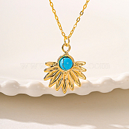 Brass Pendant Necklaces, Flower, Real 18K Gold Plated, 17.91 inch(455mm)(ZR8847)