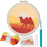 Punch Embroidery Starter Kits, including Embroidery Fabric & Yarn, Needle, Punch Pen, Threader, Embroidery Hoop, Instruction Sheet, Camel Shape, 2.8mm, 8 Bundles(DIY-WH20007-13A)