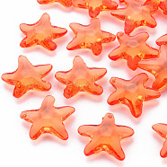 Transparent Acrylic Beads, Star, Coral, 28.5x29.5x7.5mm, Hole: 1.8mm, about 189pcs/500g(TACR-S154-58B-921)