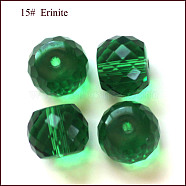 Imitation Austrian Crystal Beads, Grade AAA, K9 Glass, Faceted, Drum, Green, 10x8mm, Hole: 0.9~1mm(SWAR-F064-10x8mm-15)