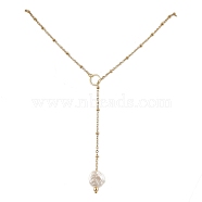 ABS Plastic Imitation Pearl Nuggets Pendant Necklaces, Adjustable 304 Stainless Steel Satellite Chain Lariat Necklaces, Golden, 28.74 inch(73cm)(NJEW-JN04952)