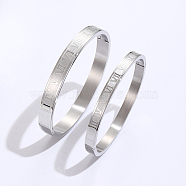 2Pcs 2 Style Stainless Steel Hinged Bangles for Women, Roman Number Bangle, Stainless Steel Color, Inner Diameter: 2-3/8 inch(6cm) & 2-1/2 inch(6.5cm), 1pc/style(QR1999-2)