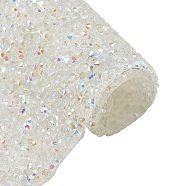 Glitter Resin Hotfix Rhinestone(Adhesive On The Back), Rhinestone Trimming, Costume Accessories, Rectangle, Cornsilk, 39.5x23.5x0.3cm(DIY-WH0166-23A)