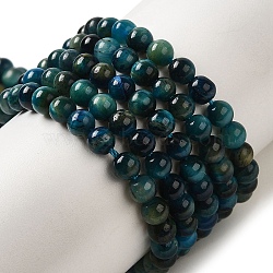 Dyed Natural Tiger Eye Beads Strands, Round, Cadet Blue, 4mm, Hole: 0.8mm, about 80~82pcs/strand, 14.13~14.25 inch(35.9~36.2cm)(G-G102-A02-01)