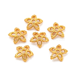 925 Sterling Silver Bead Caps, 5-Petal, Flower, Real 18K Gold Plated, 4.5x4.5x1.3mm, Hole: 0.6mm(STER-U002-08B-G)