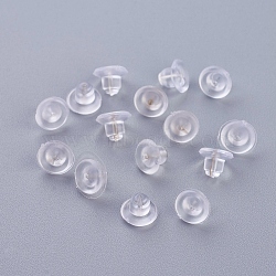 Plastic Ear Nuts, Earring Backs, Clear, 5x7mm, Hole: 0.3mm(KY-F010-01)