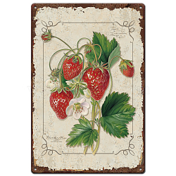 Vintage Metal Tin Sign, Iron Wall Decor for Bars, Restaurants, Cafe Pubs, Rectangle, Strawberry, 300x200x0.5mm(AJEW-WH0189-397)