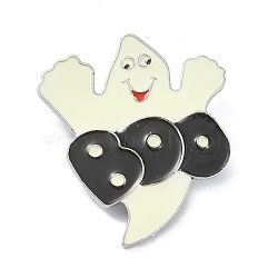 Alloy Glass Rhinestone Brooches, Enamel Pins, for Halloween, Ghost, 44.5x38.5x7.6mm(JEWB-R017-24)