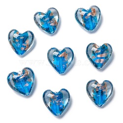 Handmade Goldsans Lampwork Beads, Heart, Royal Blue, 28x28x16mm, Hole: 2mm(LAMP-S049-07)