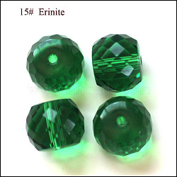 Imitation Austrian Crystal Beads, Grade AAA, K9 Glass, Faceted, Drum, Green, 10x8mm, Hole: 0.9~1mm(SWAR-F064-10x8mm-15)