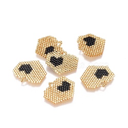 MIYUKI & TOHO Handmade Japanese Seed Beads Pendants, Loom Pattern, Heart, Colorful, 21~22x23x1.7mm, Hole: 3mm(SEED-A029-EC01)