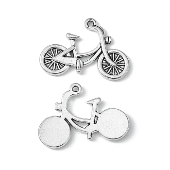 Alloy Pendants, Cadmium Free and Lead Free, Bicycle, Antique Silver Color, 18x26x2mm, Hole: 2mm