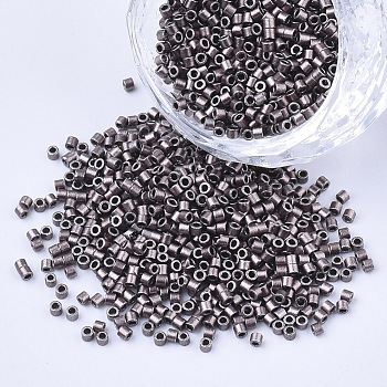 Cylinder Seed Beads, Uniform Size, Metallic Colours, Coffee, 1.5~2x1~2mm, Hole: 0.8mm, about 4000pcs/bag, about 50g/bag