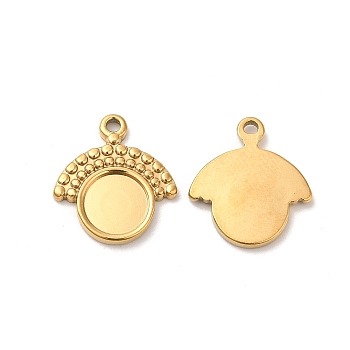 304 Stainless Steel Pendant Cabochon Settings, Fan, Real 18K Gold Plated, Tray: 8mm, 17x15.5x2mm, Hole: 1.5mm