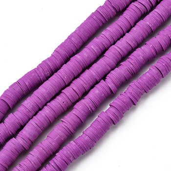 Handmade Polymer Clay Beads Strands, for DIY Jewelry Crafts Supplies, Heishi Beads, Disc/Flat Round, Dark Orchid, 8x0.5mm, Hole: 2mm, about 350pcs/strand, 15.75''(40cm)