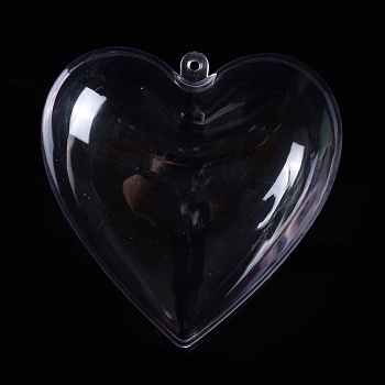 Openable Transparent Plastic Pendants, Fillable Plastic Bauble Christmas Ornament, Heart, Clear, 120x115x70mm, Hole: 4mm