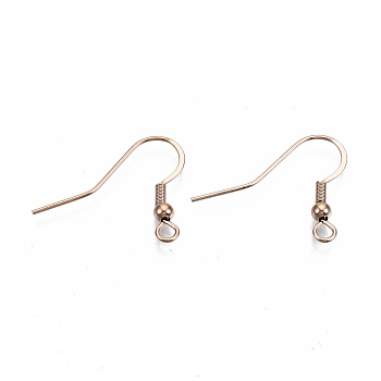 304 Stainless Steel French Earring Hooks, Flat Earring Hooks, Ear Wire, with Horizontal Loop, Cadmium Free & Nickel Free & Lead Free, Rose Gold, 18~20x21mm, Hole: 2.5mm, 21 Gauge, Pin: 0.7mm