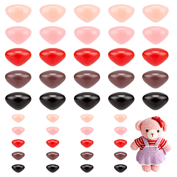 200Pcs 10 Styles Craft Plastic Doll Noses, Safety Noses, Triangle, Mixed Color, 3~6x4.5~9x9~10mm, 20pcs/style
