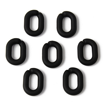 Rubberized Style Acrylic Linking Rings, Quick Link Connectors, For Cable Chains Making, Oval, Black, 19x14x3.5mm, Inner Diameter: 11x6mm