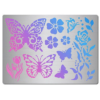Stainless Steel Metal Cutting Dies Stencils, for DIY Scrapbooking/Photo Album, Decorative Embossing, Matte Stainless Steel Color, Butterfly, 140x190mm