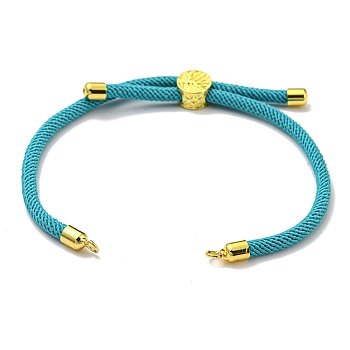 Nylon Cords Bracelet Makings Fit for Connector Charms, with Golden Brass Tree Slider Beads, Long-Lasting Plated, Light Sea Green, 8-5/8 inch(22cm), Hole: 1.9mm