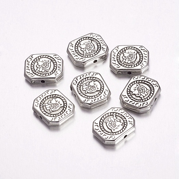 CCB Plastic Beads, Rectangle, Antique Silver, 15x18x4mm, Hole: 1.5mm