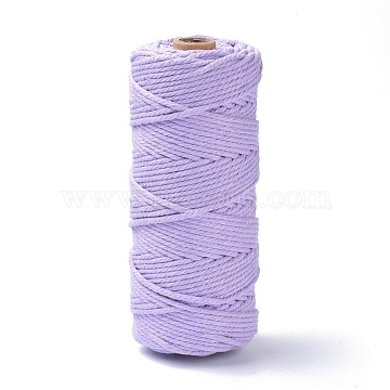 Cotton String Threads, for DIY Crafts, Gift Wrapping and Jewelry Making, Lilac, 3mm, about 109.36 Yards(100m)/Roll(OCOR-F014-01Q)