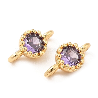 Brass Pave Purple Glass Connector Charms(KK-F860-75G-01)-2