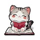 本を読んでいる猫のエナメルピン(JEWB-I055-05EB-03)-1