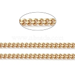 Brass Curb Chains, Twisted Chains, Diamond Cut Chains, Soldered, Faceted, Long-Lasting Plated, with Spool, Real 18K Gold Plated, 2.9x2.1x1mm, about 32.8 Feet(10m)/roll(CHC-G005-05G)