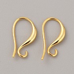 Brass Earring Hooks, with Horizontal Loops, Real 18K Gold Plated, 17x9x2mm, Hole: 2mm, Pin: 0.75mm(KK-WH0011-45G)