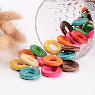 Wooden Linking Rings, Dyed, Lead Free, Mixed Color, 23~25x6mm, Hole: 12mm(WOOD-Q002-25mm-01-LF)