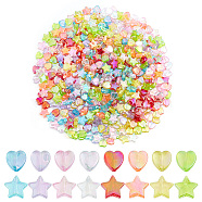 640Pcs 16 Styles Eco-Friendly Transparent Acrylic Beads, Heart & Star, Dyed, AB Color, Mixed Color, 8~10x8~10x3~4.5mm, Hole: 1.5mm, about 2800pcs/500g(MACR-HY0001-10)