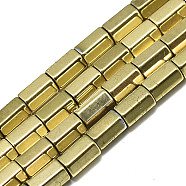 Electroplate Non-magnetic Synthetic Hematite Beads Strands, Hexagon, Real 18K Gold Plated, 6x4x4mm, Hole: 1mm, about 57~58pcs/Strand, 15.75 inch(40cm)(G-S352-36C-01)