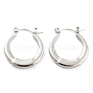 Ring 304 Stainless Steel Hoop Earrings for Women, Stainless Steel Color, 24x22x3mm(EJEW-C067-10P)