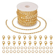DIY Chain Bracelet Necklace Making Kit, Including Brass Dapped Chains & Stainless Steel Jump Rings, Alloy Lobster Claw Clasps, Golden, Chain: 5M/set(DIY-TA0004-94)